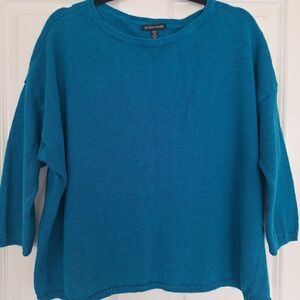Eileen Fisher blue linen‎ cotton top size xl